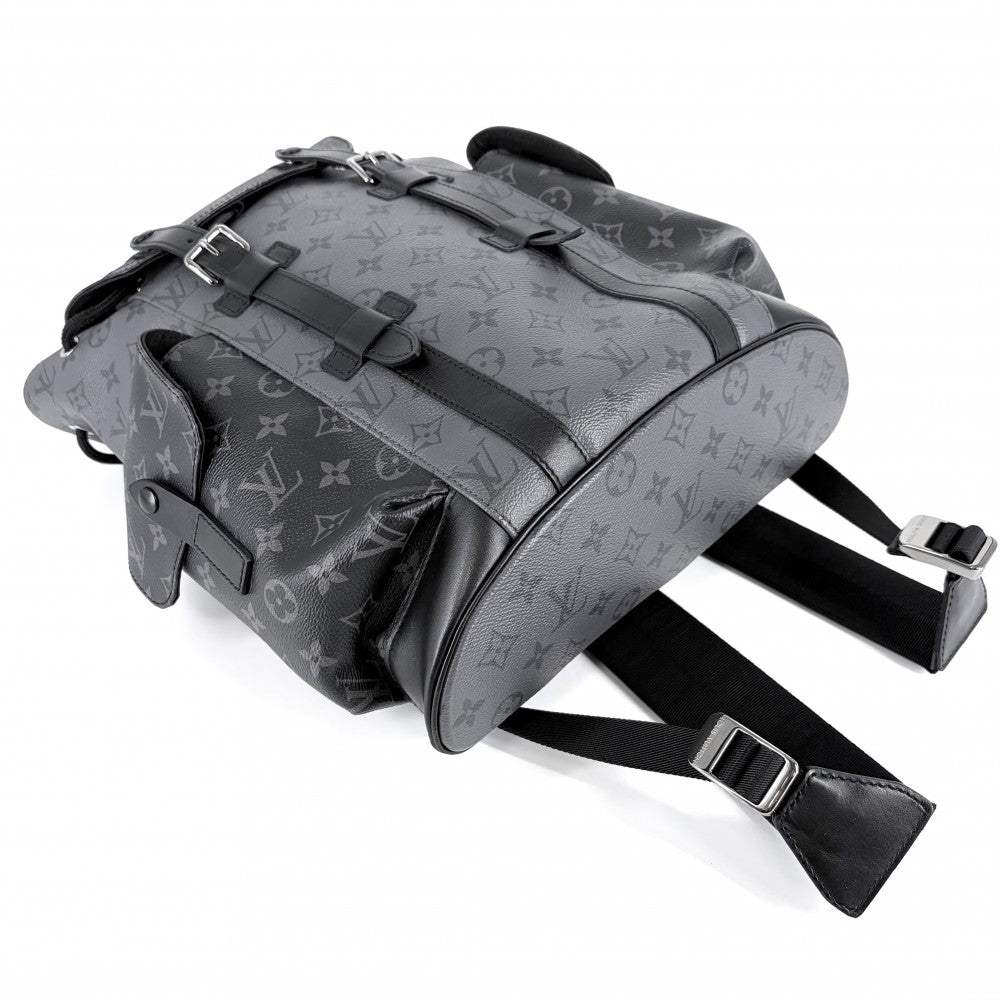 LOUIS VUITTON ルイヴィトン リュック モノグラムエクリプスリバース クリストファーMM バッグパック M45419 ブラック 黒 シルバー金具 メンズ【中古品】
