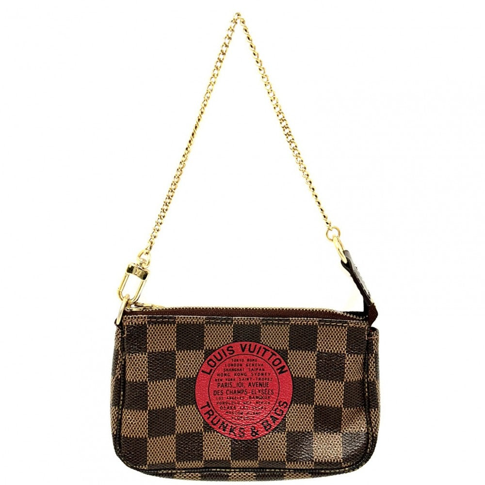 LOUIS VUITTON ルイヴィトン ハンドバッグ ミニポシェットアクセソワール T&B アクセサリーポーチ MiniPochette Accessoires N58011 ダミエキャンバス ブラウン 茶 ゴールド金具 レディース【中古品】