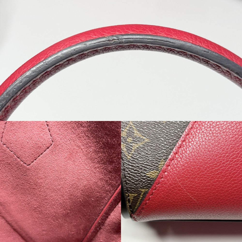 【開店SALE】 LOUIS VUITTON ルイヴィトン ハンドバッグ モノグラム キモノMM トートバッグ スリーズ かばん 鞄 M40459 ブラウン 茶 レッド 赤 ゴールド金具 レディース【中古品】