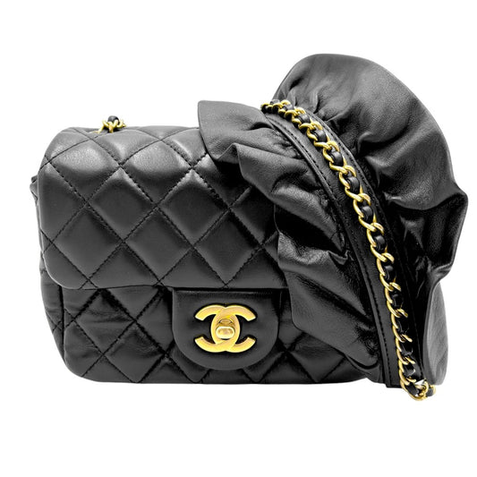 CHANEL シャネル ショルダーバッグ ミニマトラッセ チェーン ココマーク ココ かばん 鞄 ラムスキン ブラック 黒 ゴールド金具 レディース【中古品】