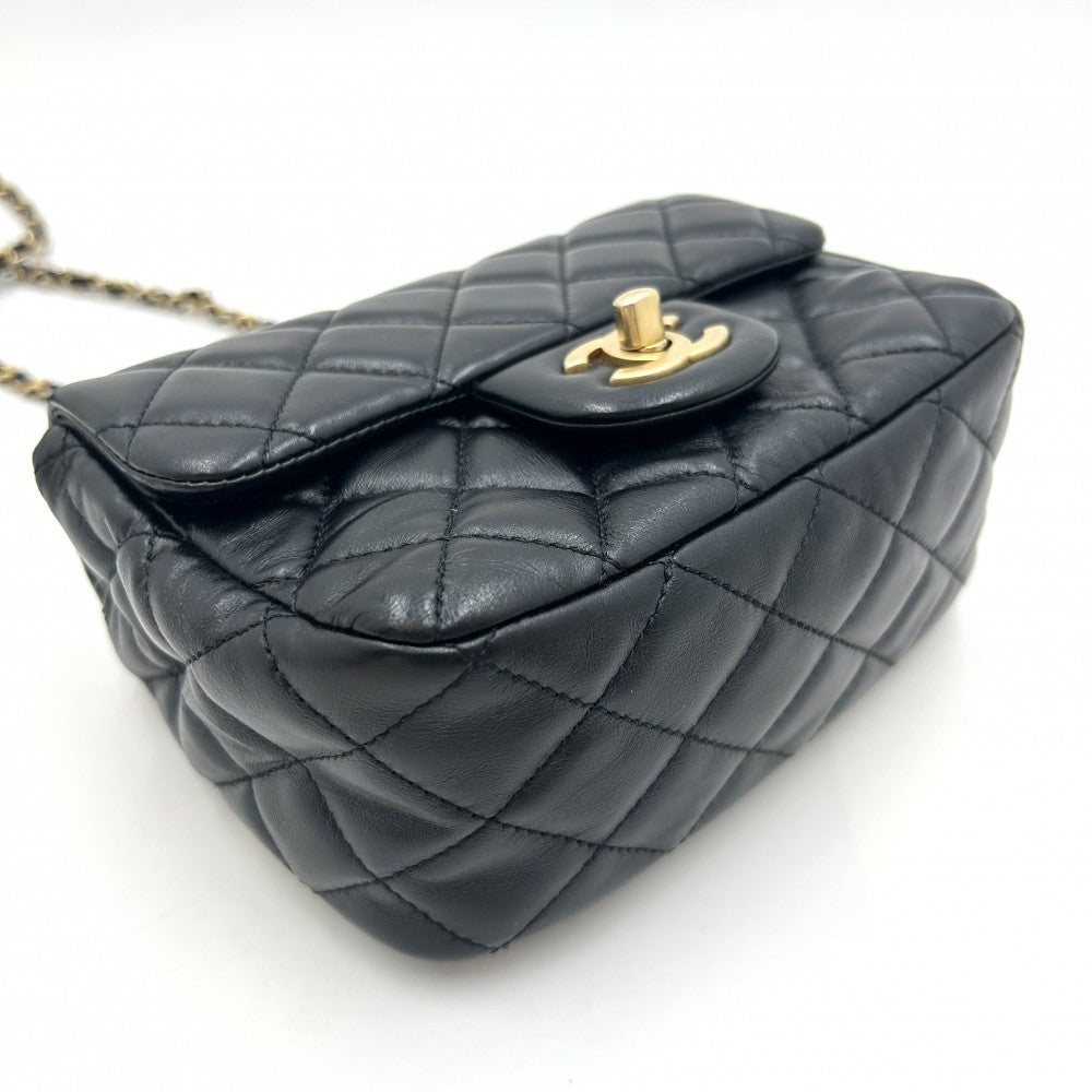 CHANEL シャネル ショルダーバッグ ミニマトラッセ チェーン ココマーク ココ かばん 鞄 ラムスキン ブラック 黒 ゴールド金具 レディース【中古品】