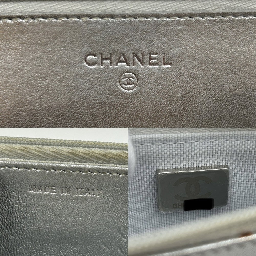 CHANEL シャネル チェーンウォレット マトラッセ ミニショルダーバッグ ココマーク ココ 財布 鞄 かばん AP0250 レザー シルバー シルバー金具 レディース【中古品】