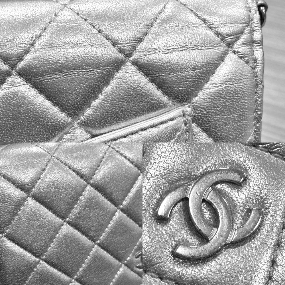 CHANEL シャネル チェーンウォレット マトラッセ ミニショルダーバッグ ココマーク ココ 財布 鞄 かばん AP0250 レザー シルバー シルバー金具 レディース【中古品】