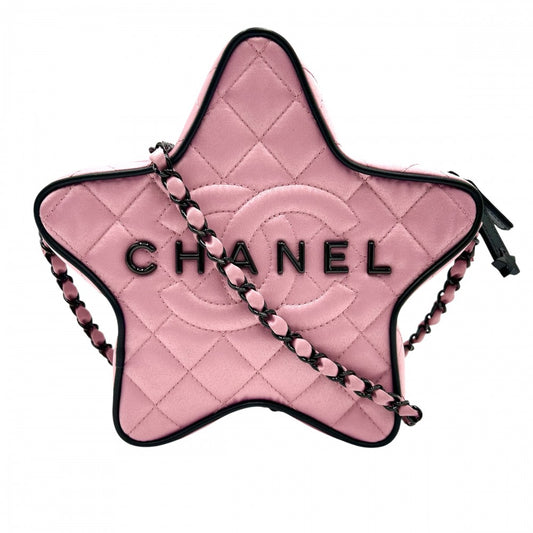 【開店SALE】 CHANEL シャネル ショルダーバッグ マトラッセ スター チェーン ココマーク ココ 鞄 かばん AS4579 サテン ピンク ブラック金具 レディース【中古品】