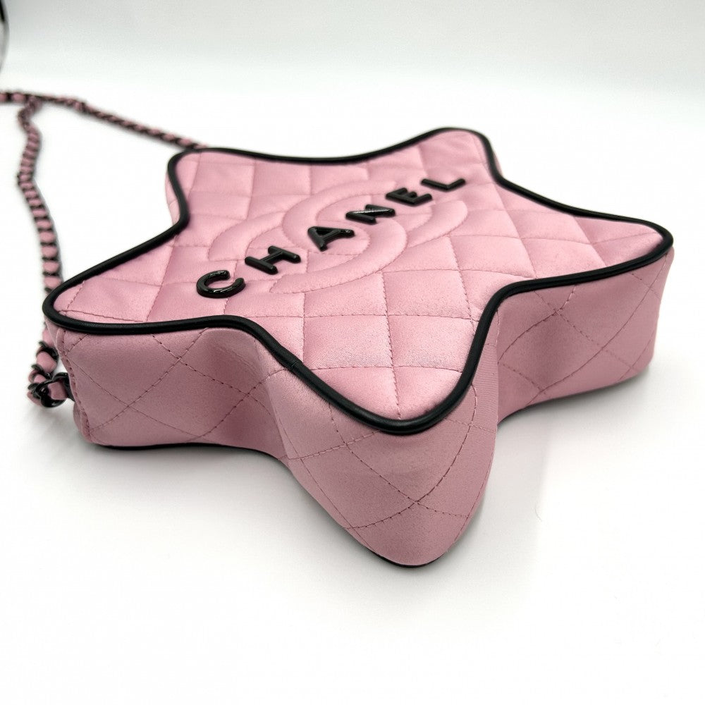 CHANEL シャネル ショルダーバッグ マトラッセ スター チェーン ココマーク ココ 鞄 かばん AS4579 サテン ピンク ブラック金具 レディース【中古品】