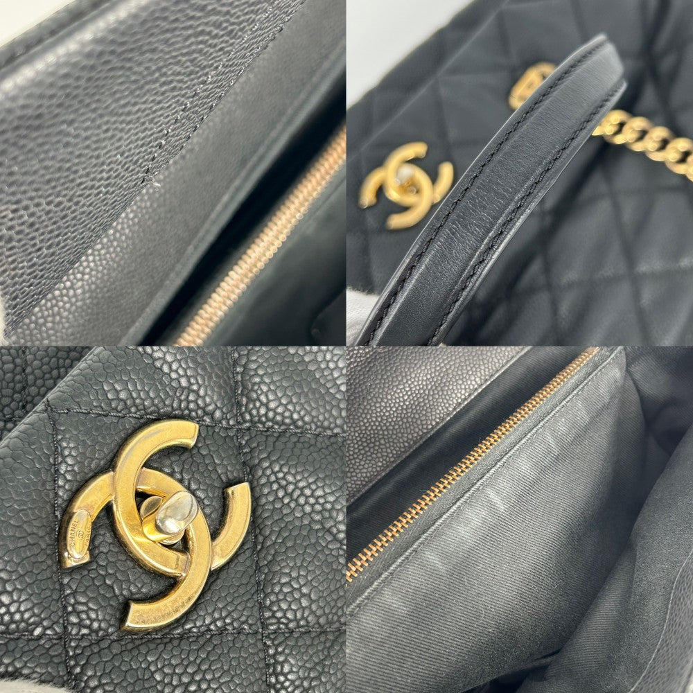 CHANEL シャネル 2WAY マトラッセ チェーン ショルダーバッグ ハンドバッグ ココマーク ココ 鞄 かばん キャビアスキン ブラック 黒 ゴールド金具 レディース【中古品】
