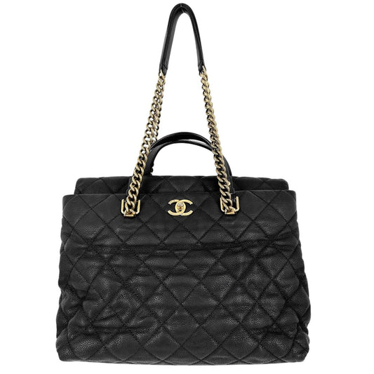 CHANEL シャネル 2WAY マトラッセ チェーン ショルダーバッグ ハンドバッグ ココマーク ココ 鞄 かばん キャビアスキン ブラック 黒 ゴールド金具 レディース【中古品】