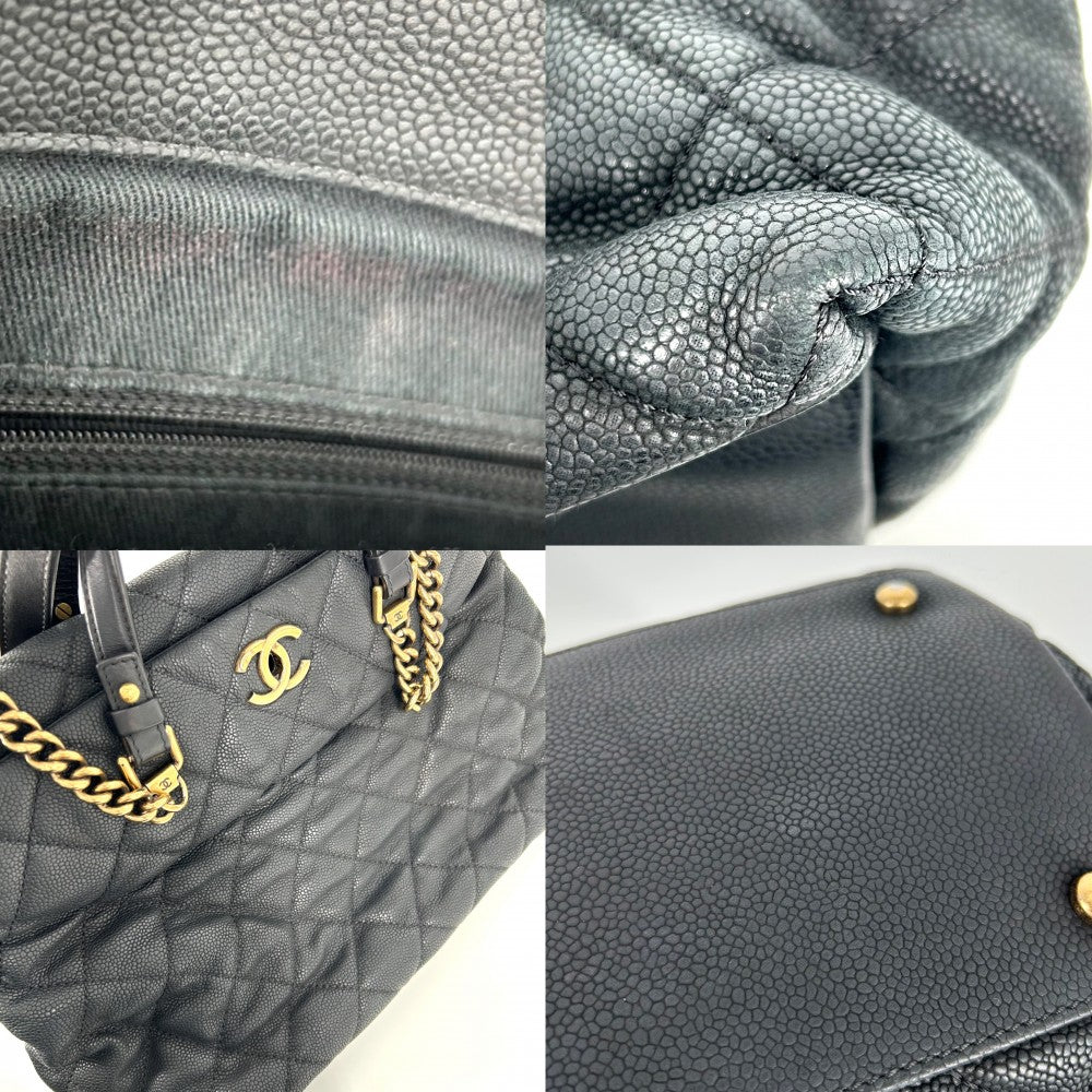 CHANEL シャネル 2WAY マトラッセ チェーン ショルダーバッグ ハンドバッグ ココマーク ココ 鞄 かばん キャビアスキン ブラック 黒 ゴールド金具 レディース【中古品】
