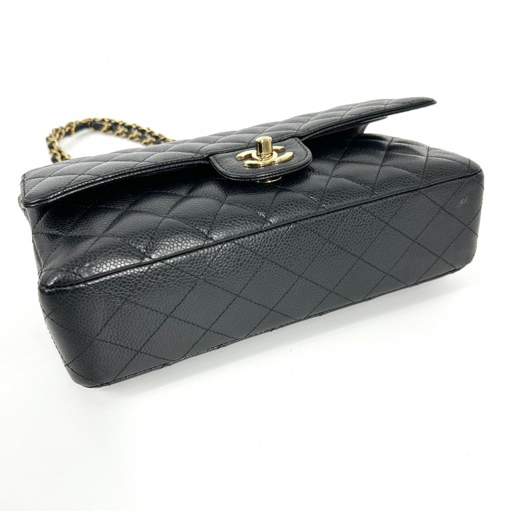 CHANEL シャネル ショルダーバッグ マトラッセ25 ダブルチェーン ダブルフラップ ココマーク ココ ターンロック かばん 鞄 キャビアスキン ブラック 黒 ゴールド金具 レディース【中古品】