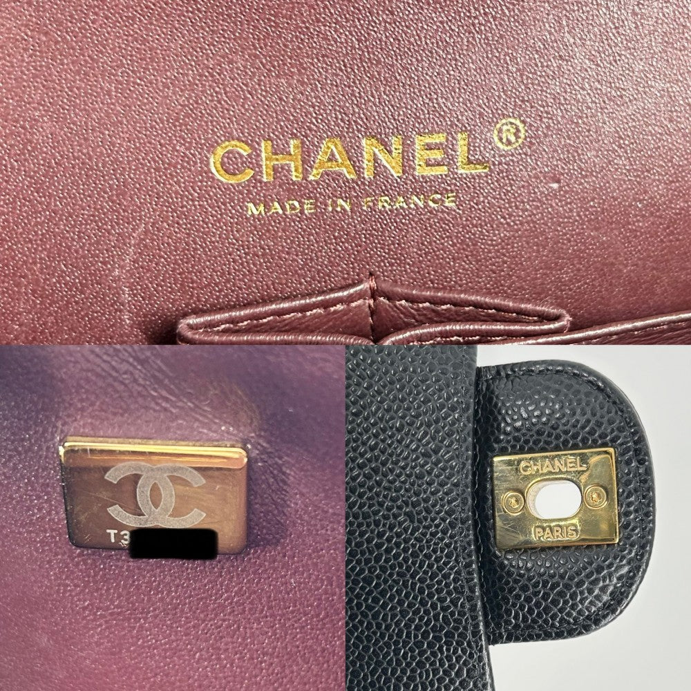 CHANEL シャネル ショルダーバッグ マトラッセ25 ダブルチェーン ダブルフラップ ココマーク ココ ターンロック かばん 鞄 キャビアスキン ブラック 黒 ゴールド金具 レディース【中古品】
