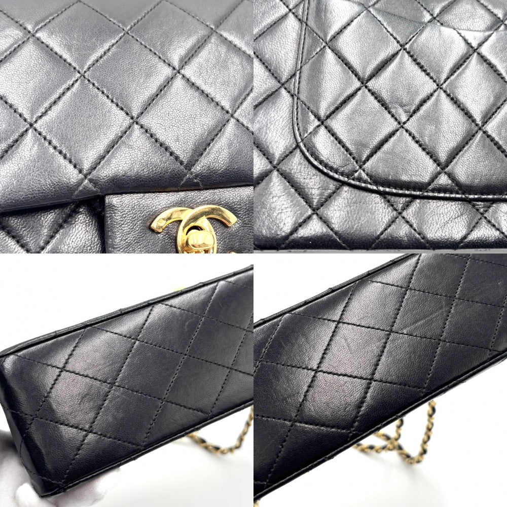 CHANEL シャネル ショルダーバッグ マトラッセ25 ダブルチェーン ダブルフラップ ココマーク ココ ターンロック かばん 鞄 ラムスキン ブラック 黒 ゴールド金具 レディース【中古品】