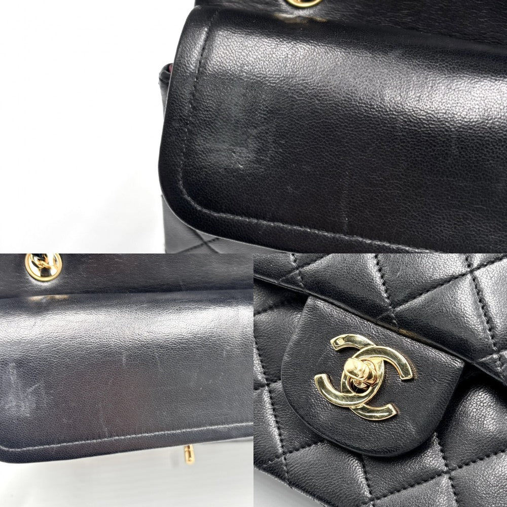 CHANEL シャネル ショルダーバッグ マトラッセ25 ダブルチェーン ダブルフラップ ココマーク ココ ターンロック かばん 鞄 ラムスキン ブラック 黒 ゴールド金具 レディース【中古品】
