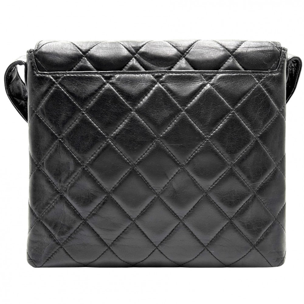 CHANEL シャネル ショルダーバッグ マトラッセ メッセンジャーバッグ ココマーク ターンロック ココ かばん 鞄 ラムスキン ブラック 黒 ゴールド金具 レディース【中古品】