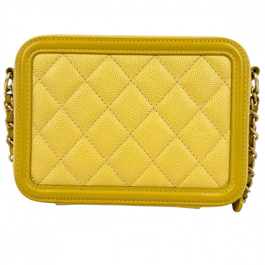 CHANEL シャネル ショルダーバッグ マトラッセ CCフィリグリー ミニポシェット ココマーク ココ 鞄 かばん キャビアスキン イエロー ゴールド金具 レディース【中古品】