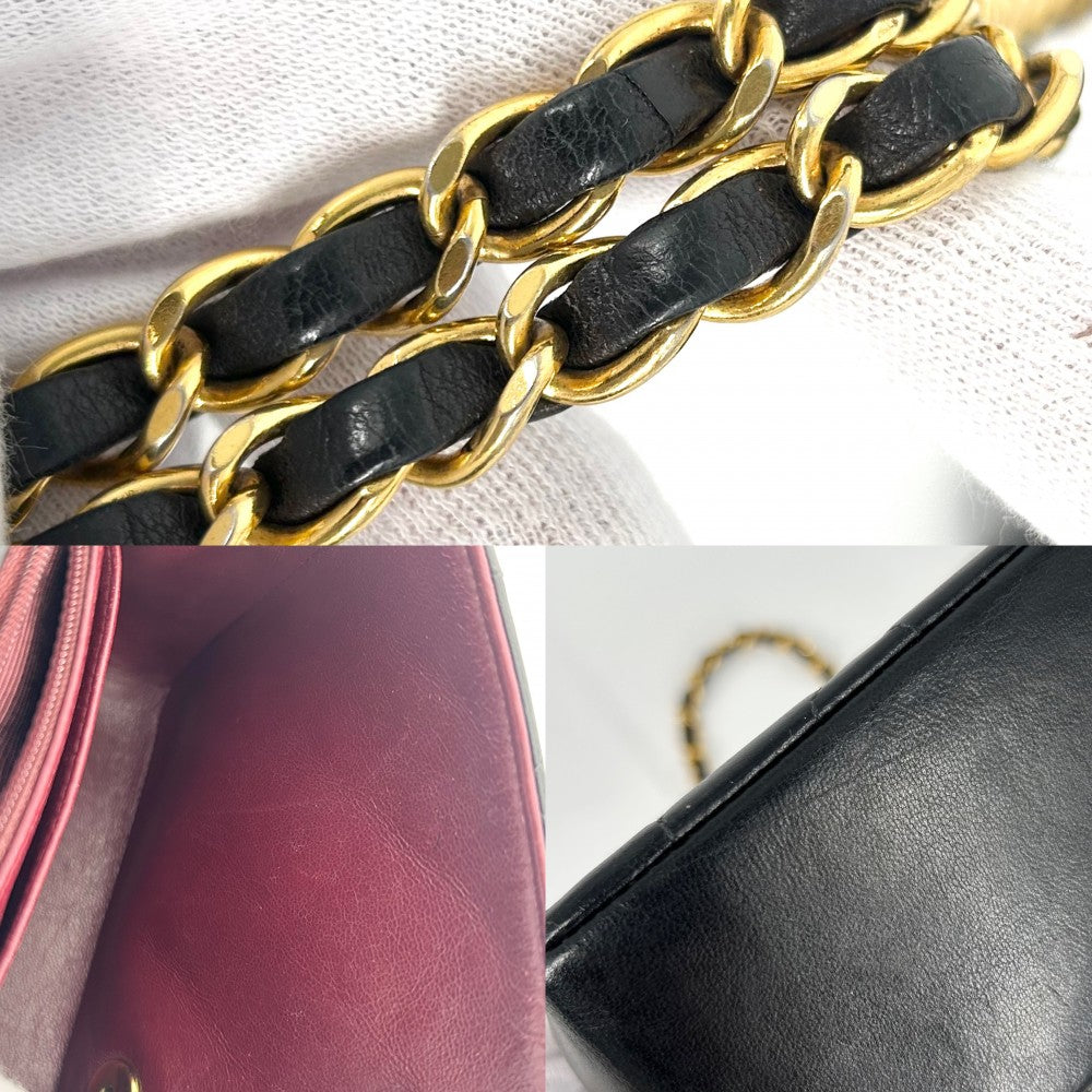 【開店SALE】 CHANEL シャネル ショルダーバッグ マトラッセ ダイアナ25 チェーン ココマーク ココ ターンロック 鞄 かばん ラムスキン ブラック 黒 ゴールド金具 レディース【中古品】