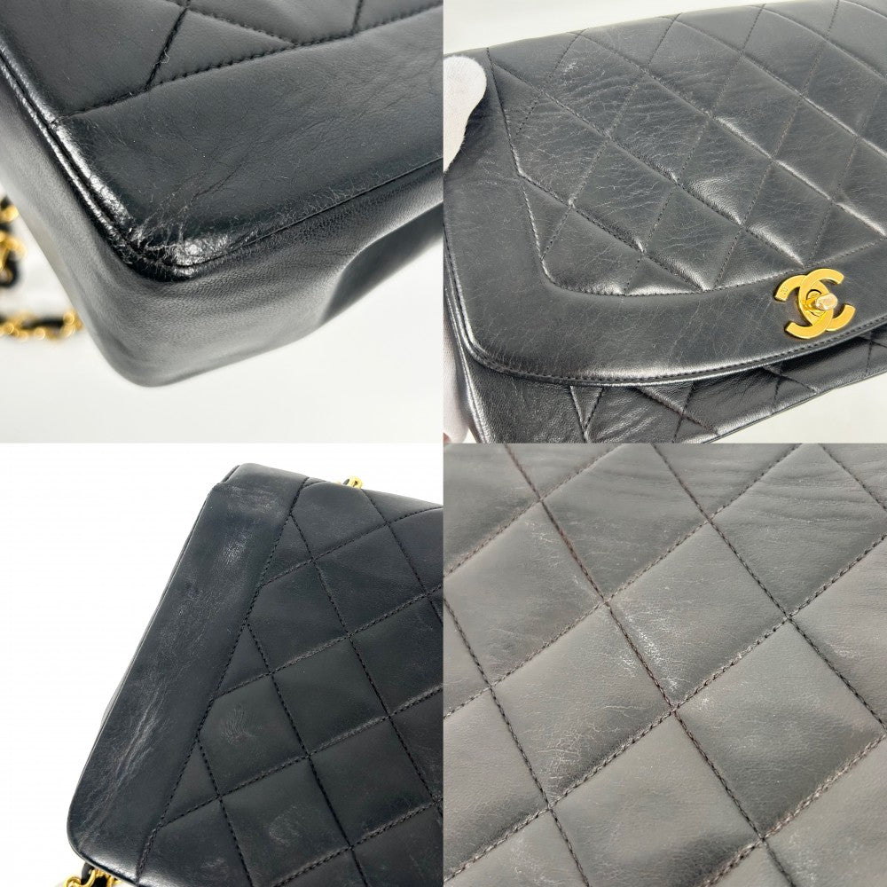 【開店SALE】 CHANEL シャネル ショルダーバッグ マトラッセ ダイアナ25 チェーン ココマーク ココ ターンロック 鞄 かばん ラムスキン ブラック 黒 ゴールド金具 レディース【中古品】