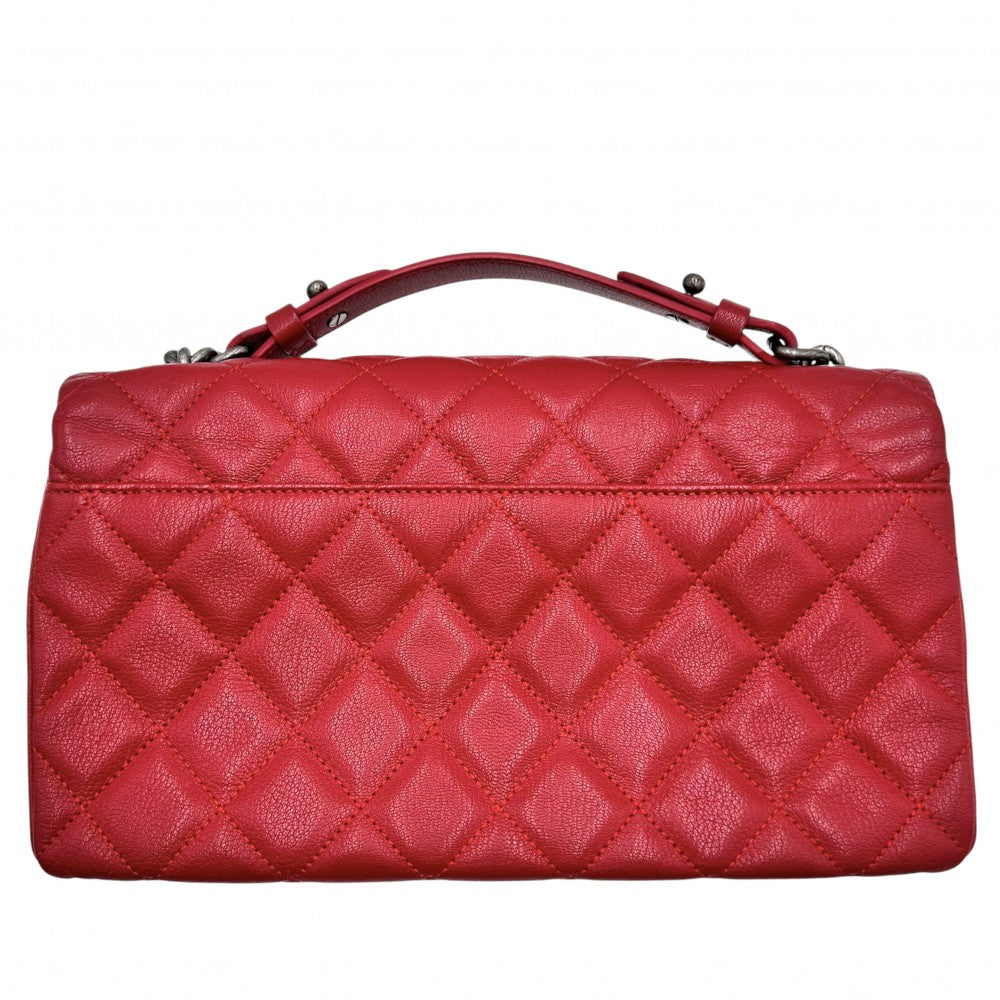 【開店SALE】 CHANEL シャネル ショルダーバッグ マトラッセ シティロック フルフラップ ココマーク ココ かばん 鞄 レザー レッド 赤 ガンメタル金具 レディース【中古品】