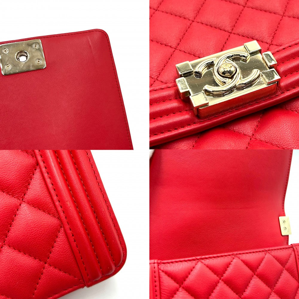【開店SALE】 CHANEL シャネル ショルダーバッグ ボーイシャネル BOY CHANEL ココマーク ココ 鞄 かばん ラムスキン レッド 赤 ゴールド金具 レディース【中古品】