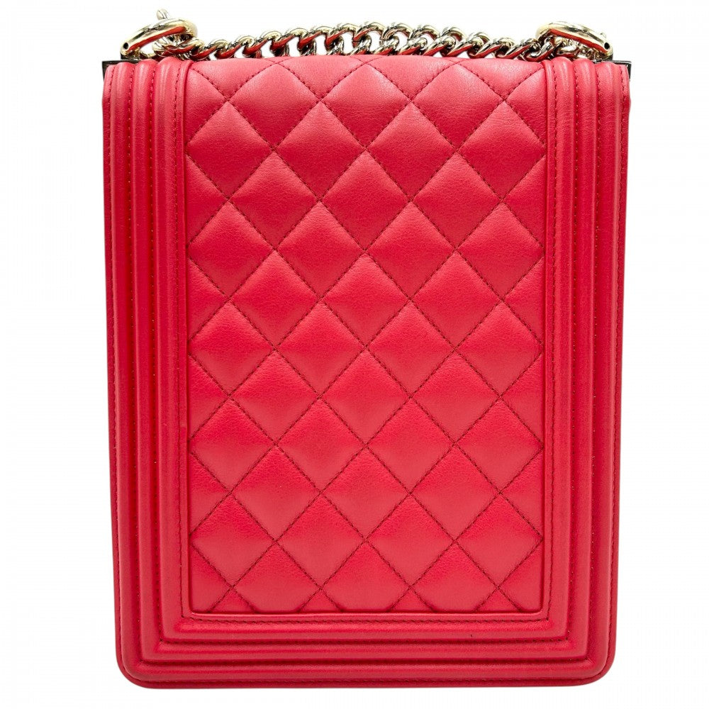【開店SALE】 CHANEL シャネル ショルダーバッグ ボーイシャネル BOY CHANEL ココマーク ココ 鞄 かばん ラムスキン レッド 赤 ゴールド金具 レディース【中古品】