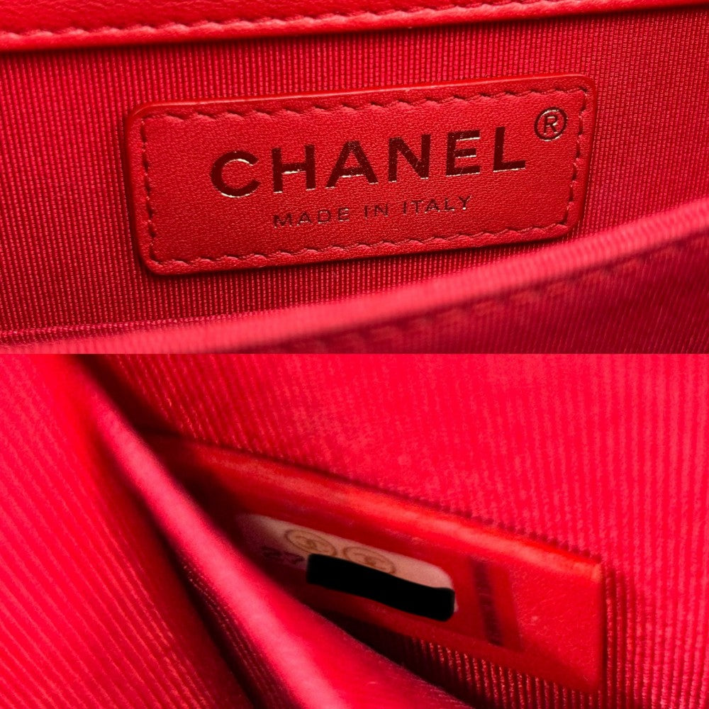 【開店SALE】 CHANEL シャネル ショルダーバッグ ボーイシャネル BOY CHANEL ココマーク ココ 鞄 かばん ラムスキン レッド 赤 ゴールド金具 レディース【中古品】