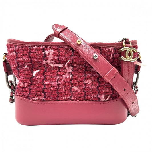 【開店SALE】 CHANEL シャネル ショルダーバッグ ガブリエルドゥシャネル スモール ホーボー チェーンショルダー ココマーク ココ 鞄 かばん A91810 ツイード レザー ピンク レッド 赤 ゴールド×シルバー金具 レディース【中古品】