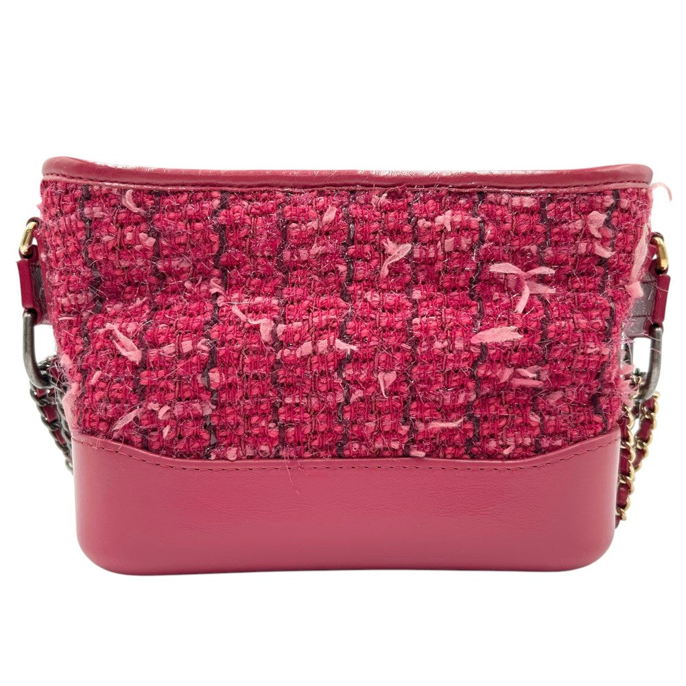 【開店SALE】 CHANEL シャネル ショルダーバッグ ガブリエルドゥシャネル スモール ホーボー チェーンショルダー ココマーク ココ 鞄 かばん A91810 ツイード レザー ピンク レッド 赤 ゴールド×シルバー金具 レディース【中古品】