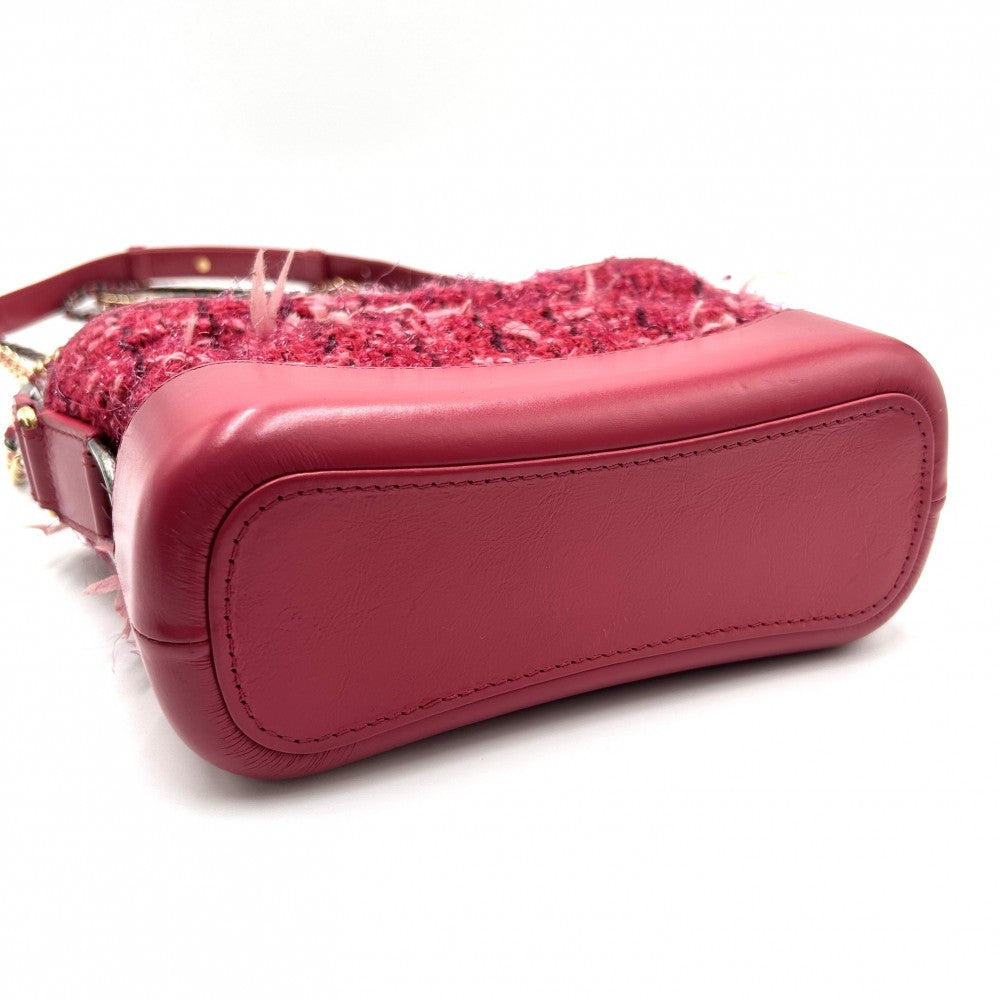 【開店SALE】 CHANEL シャネル ショルダーバッグ ガブリエルドゥシャネル スモール ホーボー チェーンショルダー ココマーク ココ 鞄 かばん A91810 ツイード レザー ピンク レッド 赤 ゴールド×シルバー金具 レディース【中古品】