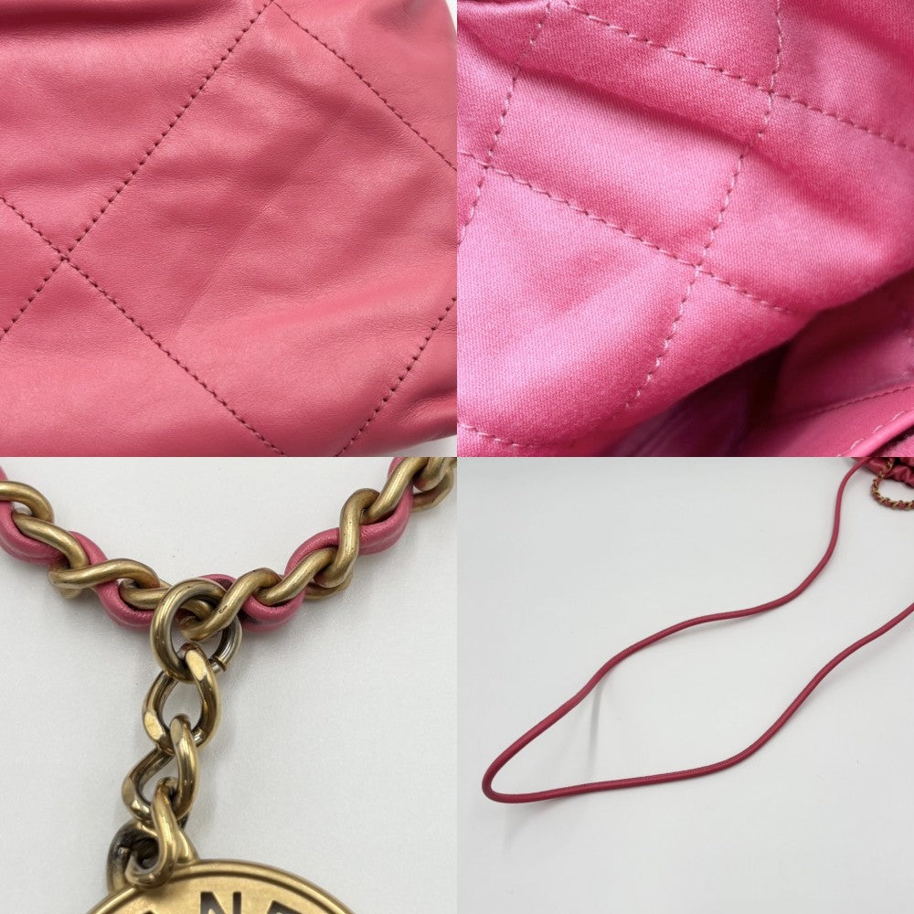CHANEL シャネル 2WAY シャネル22ミニ ロゴ ハンドバッグ ショルダーバッグ チェーン かばん 鞄 レザー ピンク ゴールド金具 レディース【中古品】