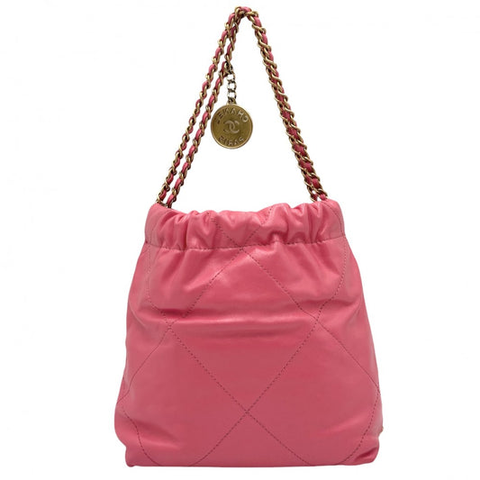 CHANEL シャネル 2WAY シャネル22ミニ ロゴ ハンドバッグ ショルダーバッグ チェーン かばん 鞄 レザー ピンク ゴールド金具 レディース【中古品】
