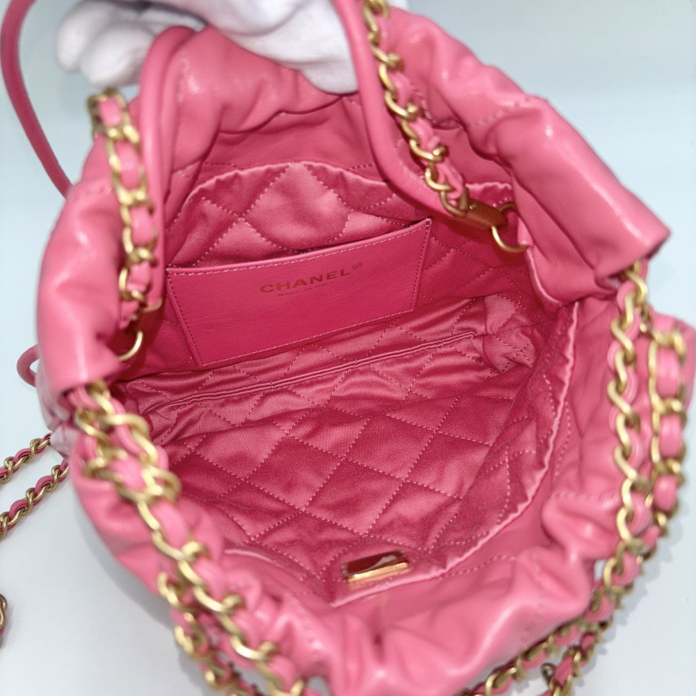 CHANEL シャネル 2WAY シャネル22ミニ ロゴ ハンドバッグ ショルダーバッグ チェーン かばん 鞄 レザー ピンク ゴールド金具 レディース【中古品】