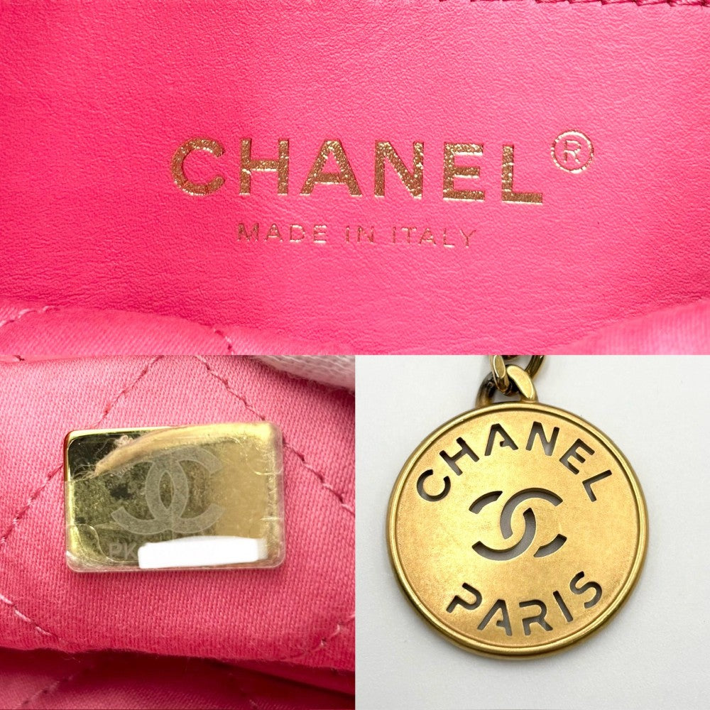 CHANEL シャネル 2WAY シャネル22ミニ ロゴ ハンドバッグ ショルダーバッグ チェーン かばん 鞄 レザー ピンク ゴールド金具 レディース【中古品】