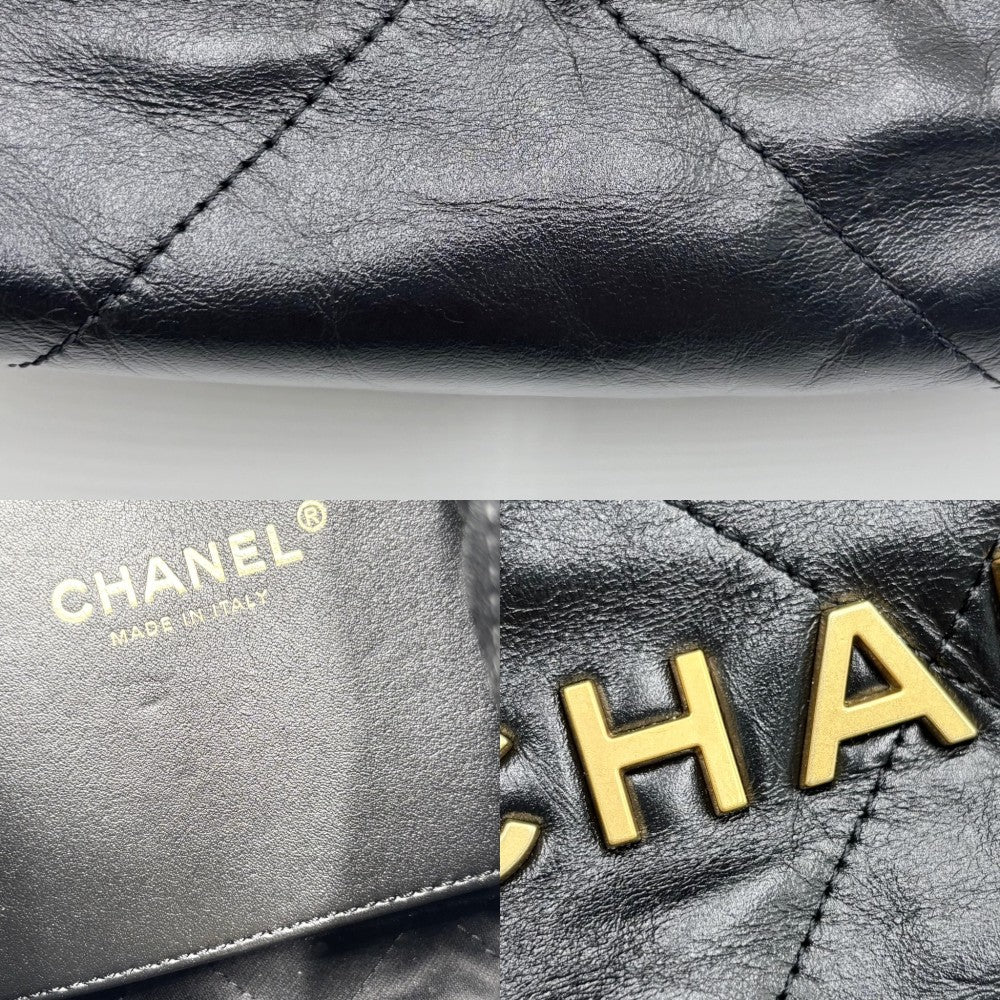 【開店SALE】 CHANEL シャネル 2WAY シャネル22ミニ ロゴ ハンドバッグ ショルダーバッグ チェーン かばん 鞄 レザー ブラック 黒 ゴールド金具 レディース【中古品】