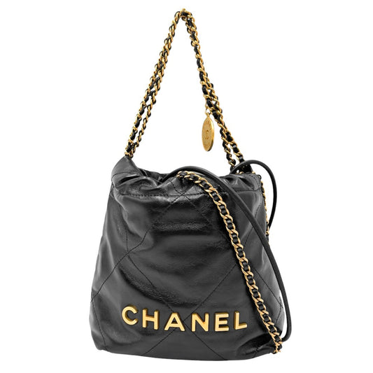 【開店SALE】 CHANEL シャネル 2WAY シャネル22ミニ ロゴ ハンドバッグ ショルダーバッグ チェーン かばん 鞄 レザー ブラック 黒 ゴールド金具 レディース【中古品】