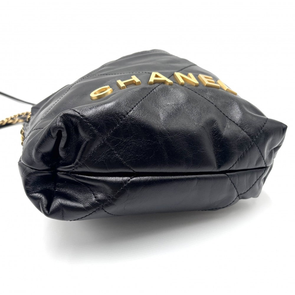 【開店SALE】 CHANEL シャネル 2WAY シャネル22ミニ ロゴ ハンドバッグ ショルダーバッグ チェーン かばん 鞄 レザー ブラック 黒 ゴールド金具 レディース【中古品】
