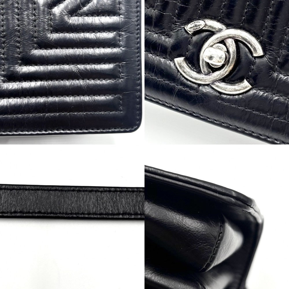 【開店SALE】 CHANEL シャネル ショルダーバッグ コリアンガーデン チェーンショルダー フルフラップ ターンロック ココマーク ココ かばん 鞄 レザー ブラック 黒 シルバー金具 レディース【中古品】