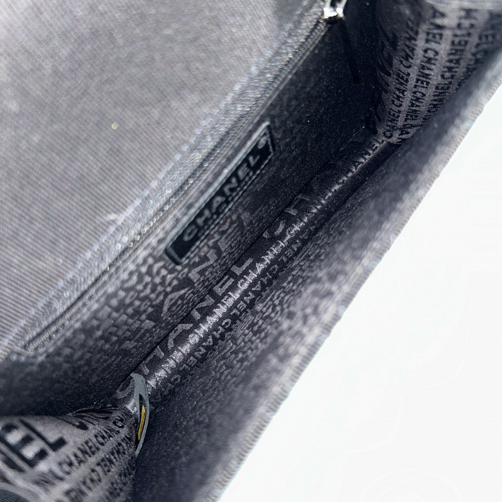 CHANEL シャネル ショルダーバッグ マトラッセ エンブレムワッペン ココマーク チェーンショルダー ココ かばん 鞄 キャンバス レザー ブラック 黒 シルバー金具 レディース【中古品】