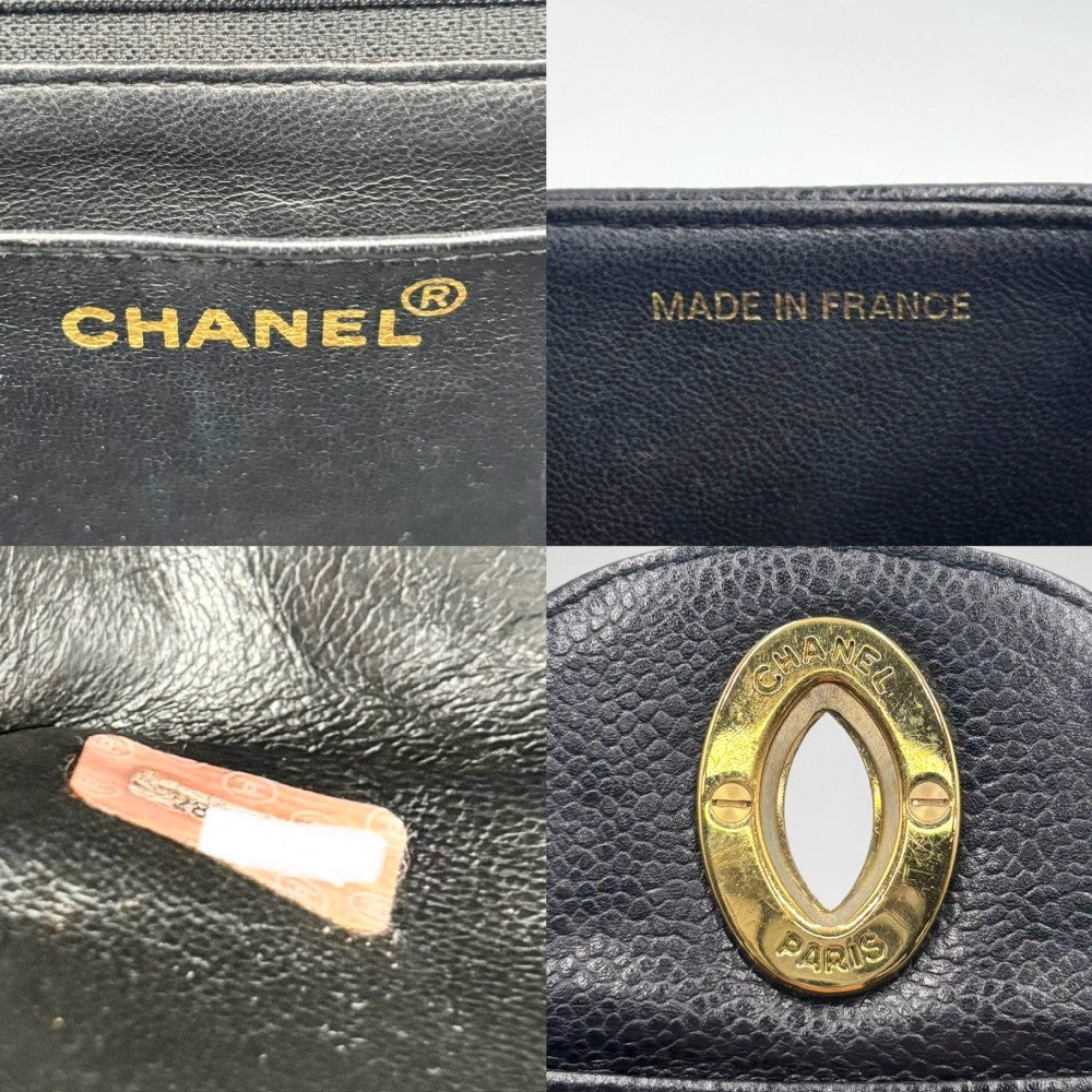 【開店SALE】 CHANEL シャネル ショルダーバッグ マドモアゼル ダブルチェーン ココマーク ターンロック ココ ヴィンテージ かばん 鞄 キャビアスキン ブラック 黒 ゴールド金具 レディース【中古品】