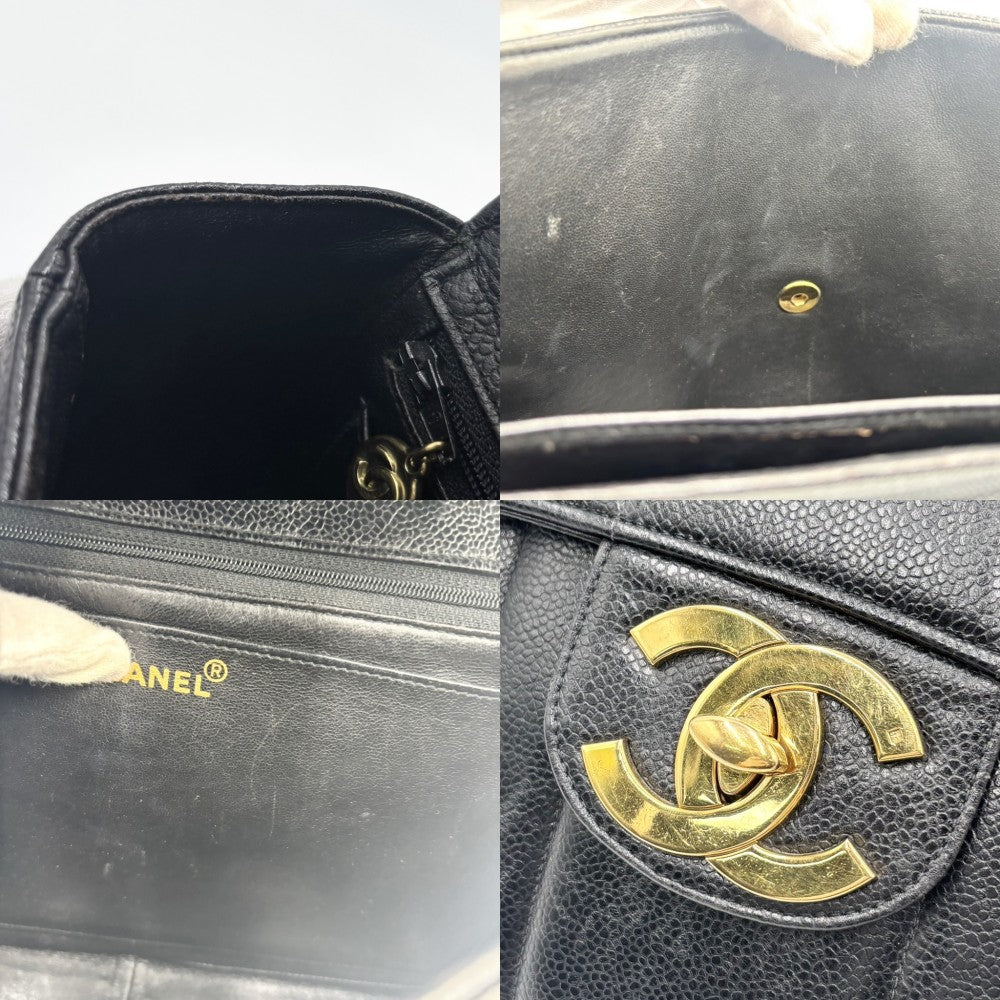 【開店SALE】 CHANEL シャネル ショルダーバッグ マドモアゼル ダブルチェーン ココマーク ターンロック ココ ヴィンテージ かばん 鞄 キャビアスキン ブラック 黒 ゴールド金具 レディース【中古品】