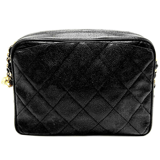 CHANEL シャネル ショルダーバッグ マトラッセ ココボール チェーンショルダー ココマーク ヴィンテージ 小さめ キャビアスキン ブラック 黒 ゴールド金具 レディース【中古品】