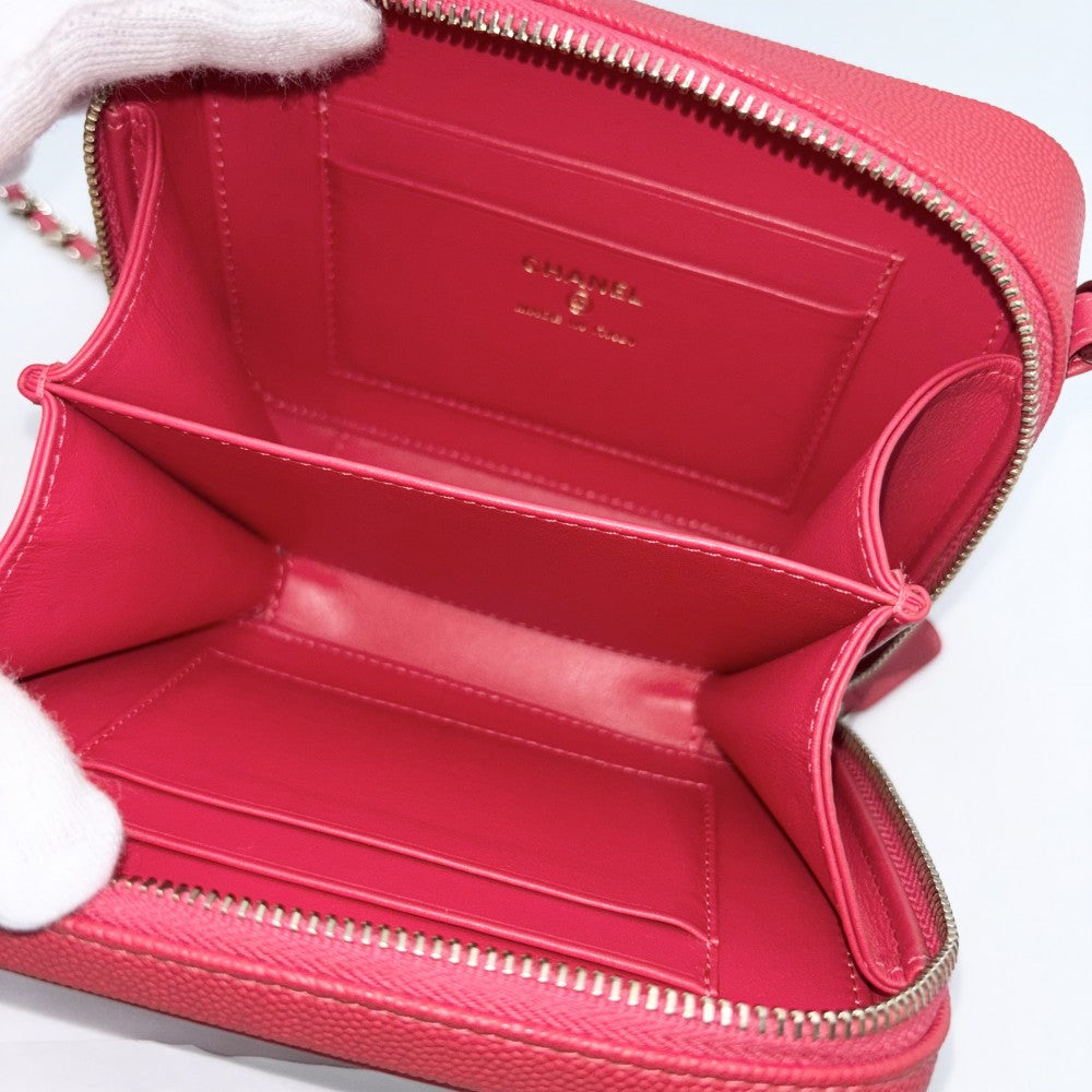 【開店SALE】 CHANEL シャネル ショルダーバッグ マトラッセ CCフィリグリー バニティバッグ ミニポシェット ココマーク ココ 鞄 かばん キャビアスキン レッド 赤 ゴールド金具 レディース【中古品】
