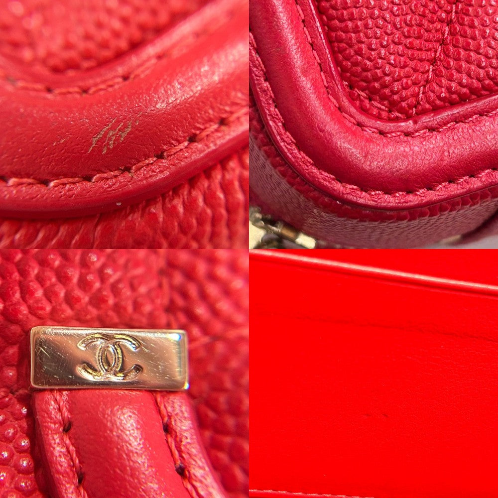 【開店SALE】 CHANEL シャネル ショルダーバッグ マトラッセ CCフィリグリー バニティバッグ ミニポシェット ココマーク ココ 鞄 かばん キャビアスキン レッド 赤 ゴールド金具 レディース【中古品】