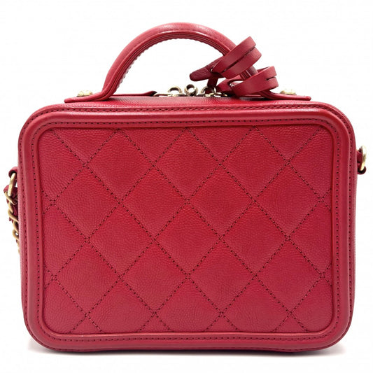 CHANEL シャネル ショルダーバッグ マトラッセ CCフィリグリー バニティバッグ ミニポシェット ココマーク ココ 鞄 かばん キャビアスキン レッド 赤 ゴールド金具 レディース【中古品】