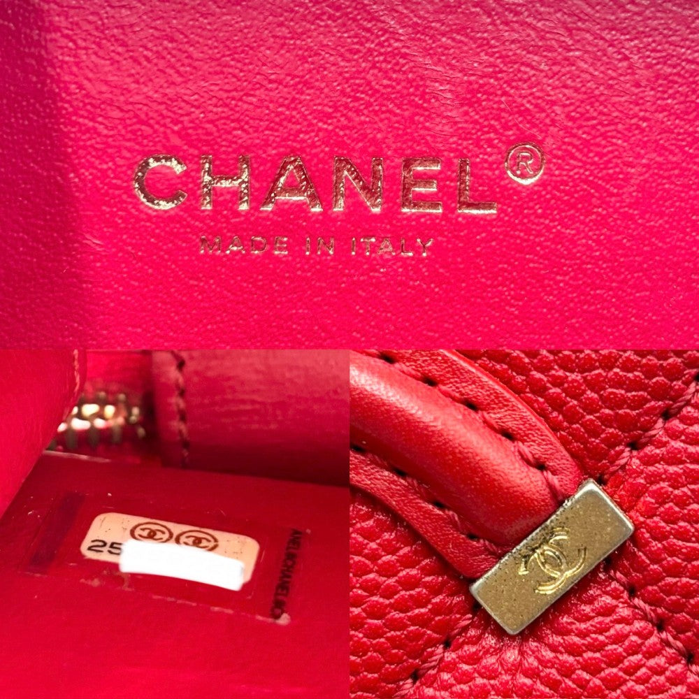CHANEL シャネル ショルダーバッグ マトラッセ CCフィリグリー バニティバッグ ミニポシェット ココマーク ココ 鞄 かばん キャビアスキン レッド 赤 ゴールド金具 レディース【中古品】