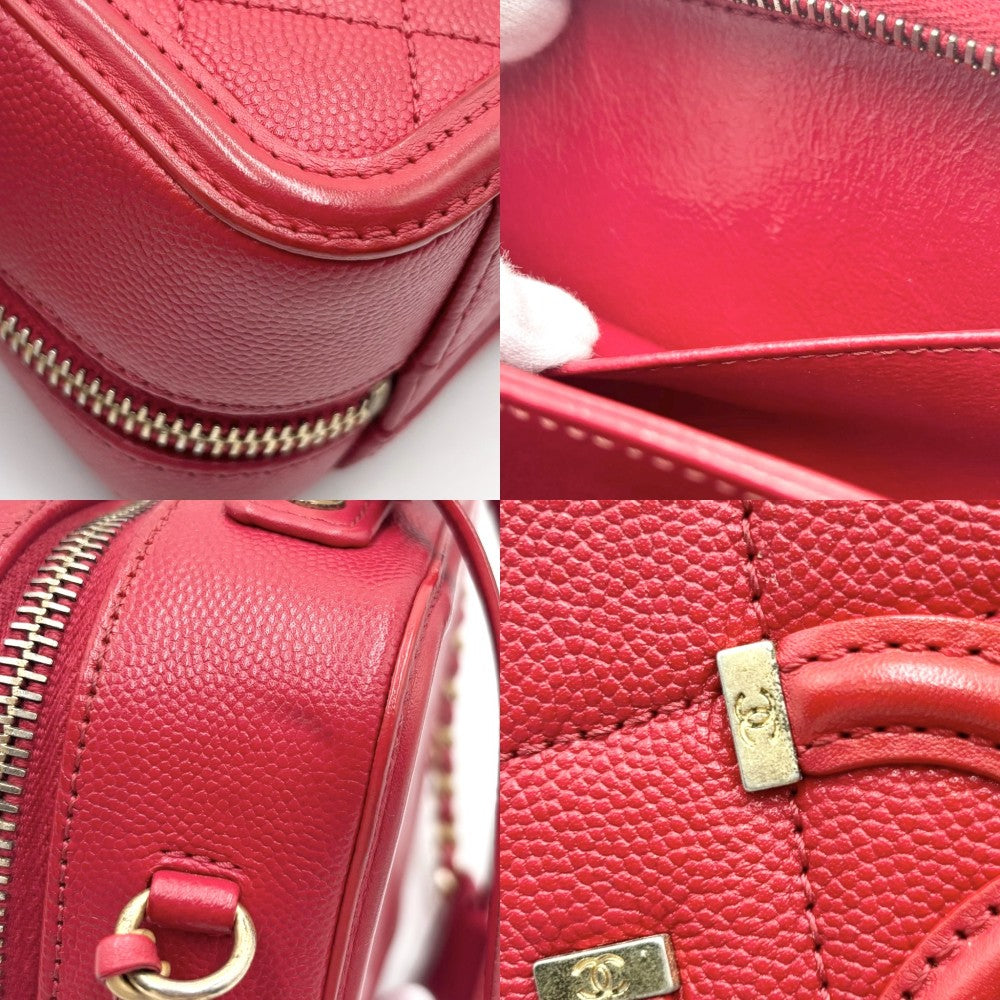 CHANEL シャネル ショルダーバッグ マトラッセ CCフィリグリー バニティバッグ ミニポシェット ココマーク ココ 鞄 かばん キャビアスキン レッド 赤 ゴールド金具 レディース【中古品】