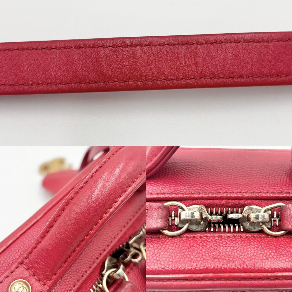 CHANEL シャネル ショルダーバッグ マトラッセ CCフィリグリー バニティバッグ ミニポシェット ココマーク ココ 鞄 かばん キャビアスキン レッド 赤 ゴールド金具 レディース【中古品】