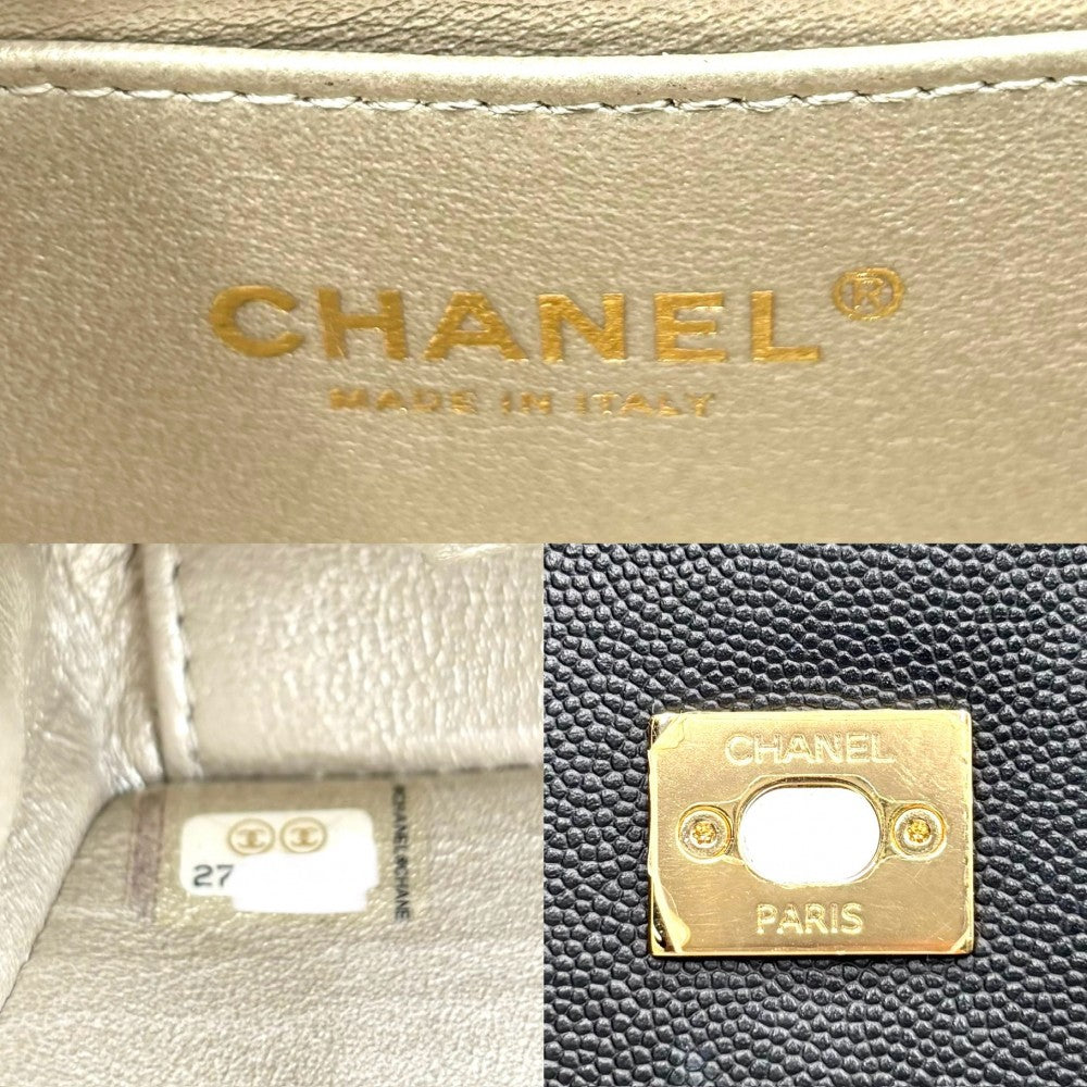 CHANEL シャネル ウエストバッグ ボディバッグ 小さめ ターンロック ココマーク ココ 鞄 かばん キャビアスキン ブラック 黒 ゴールド金具 レディース【中古品】