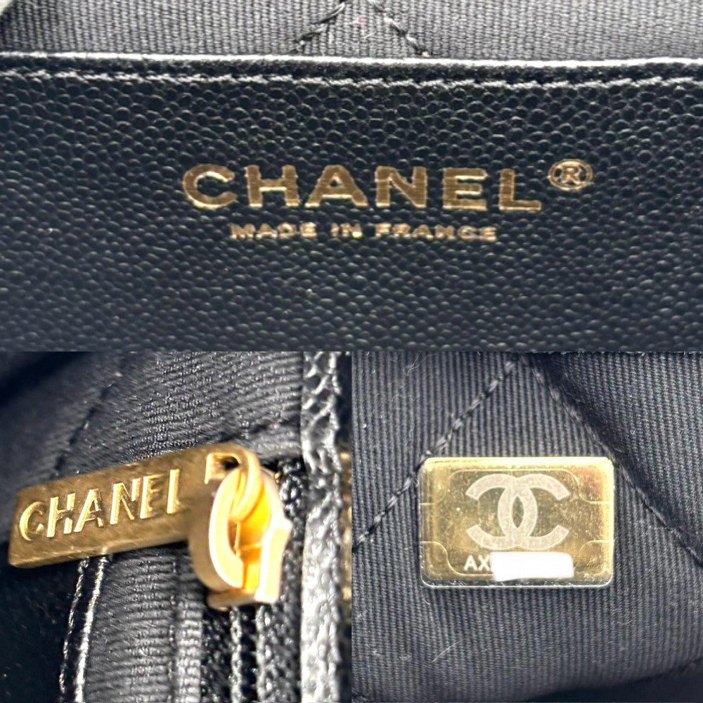 CHANEL シャネル ショルダーバッグ マトラッセ ココマーク ターンロック ココ かばん 鞄 キャビアスキン ブラック 黒 ゴールド金具 レディース【中古品】