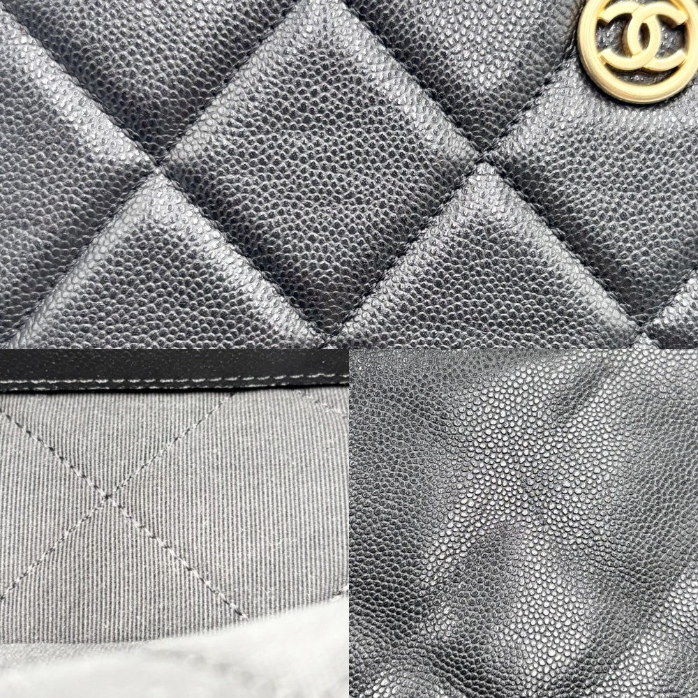 CHANEL シャネル ショルダーバッグ マトラッセ ココマーク ターンロック ココ かばん 鞄 キャビアスキン ブラック 黒 ゴールド金具 レディース【中古品】