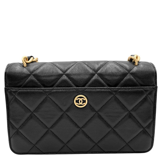 CHANEL シャネル ショルダーバッグ マトラッセ ココマーク ターンロック ココ かばん 鞄 キャビアスキン ブラック 黒 ゴールド金具 レディース【中古品】