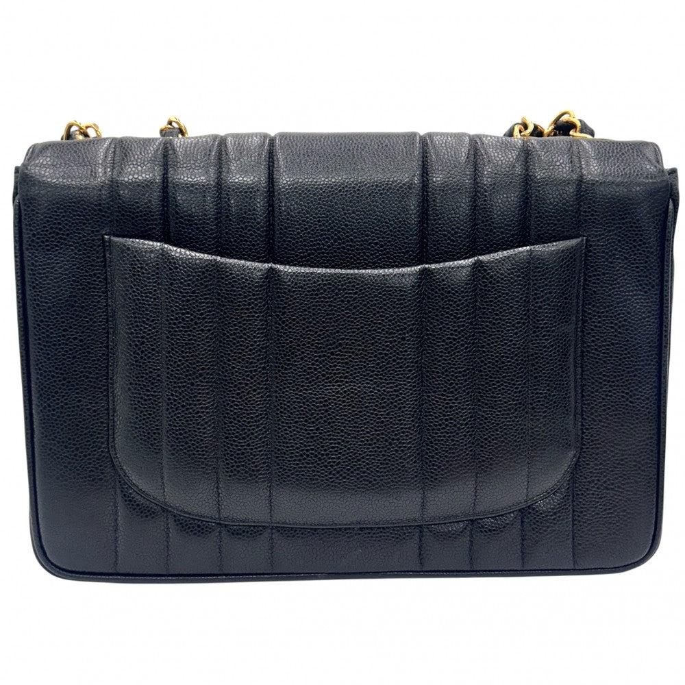 【開店SALE】 CHANEL シャネル ショルダーバッグ マドモアゼル ココマーク ダブルチェーン キャビアスキン ブラック 黒 ゴールド金具 レディース【中古品】